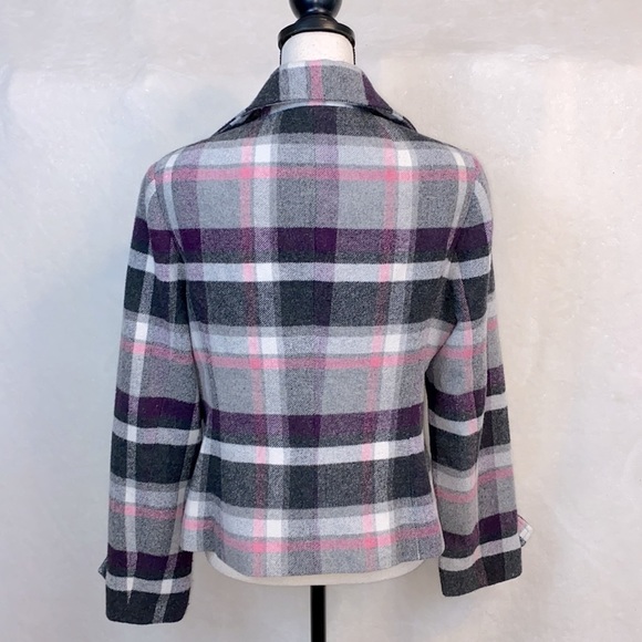 CAbi Double Breasted Wool Blend Cropped Plaid Coat - Picture 2 of 7